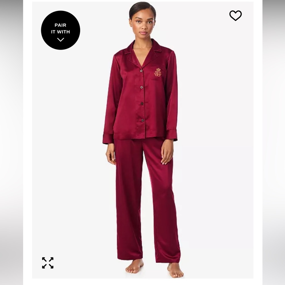 Lauren Ralph Lauren Deep Red Satin Pajama Set